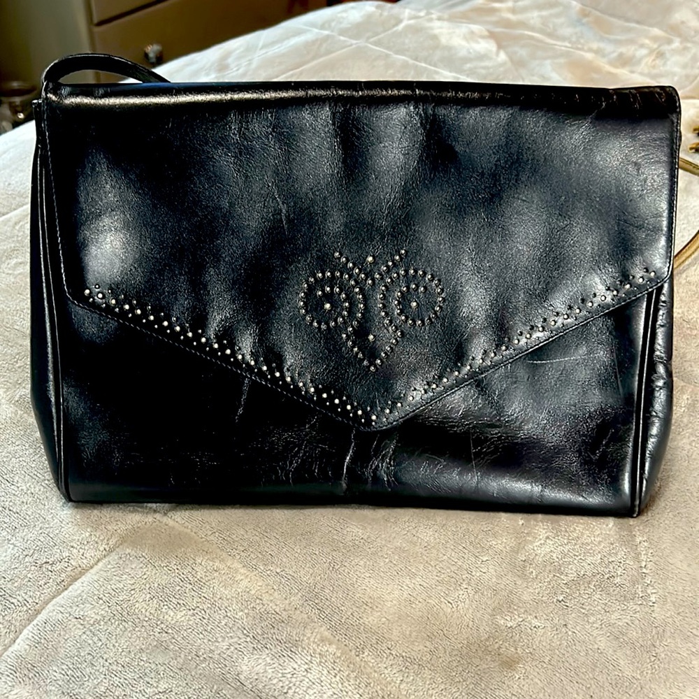 Vintage Leather purse 13”x10” Black
